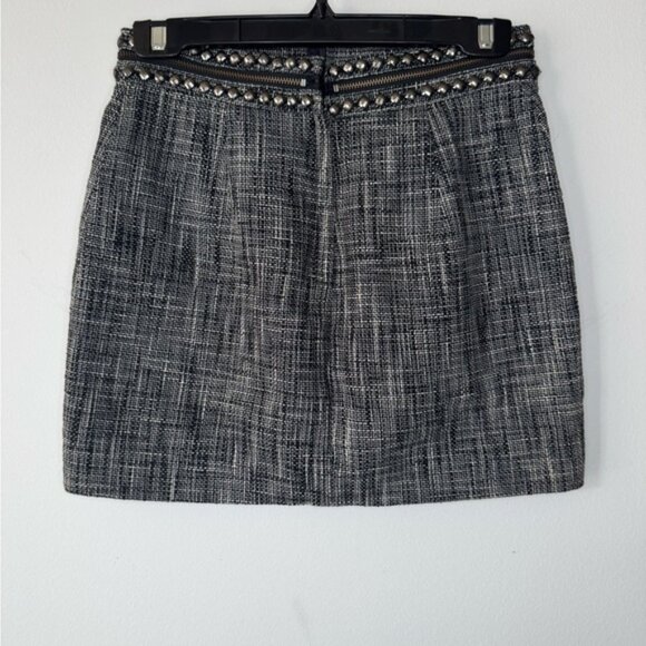 H&M Navy Tweed Mini Skirt with Embellished Waist  – Size 6 - Picture 5 of 15